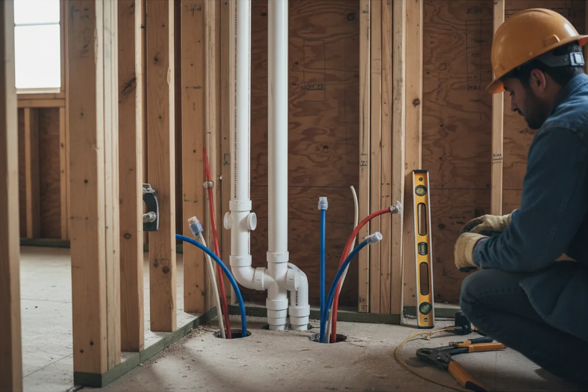 Drain and supply rough-in during Leak Detection in Roslyn